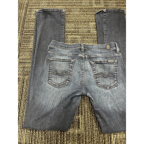 SEVEN 7 FOR ALL MANKIND Women's Straight Leg Jeans Dark Wash Low Rise Size 26x32 - Picture 3 of 9